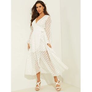 Guess True White Bertha Dotted Long Sleeve Wrap Dress XS NWT